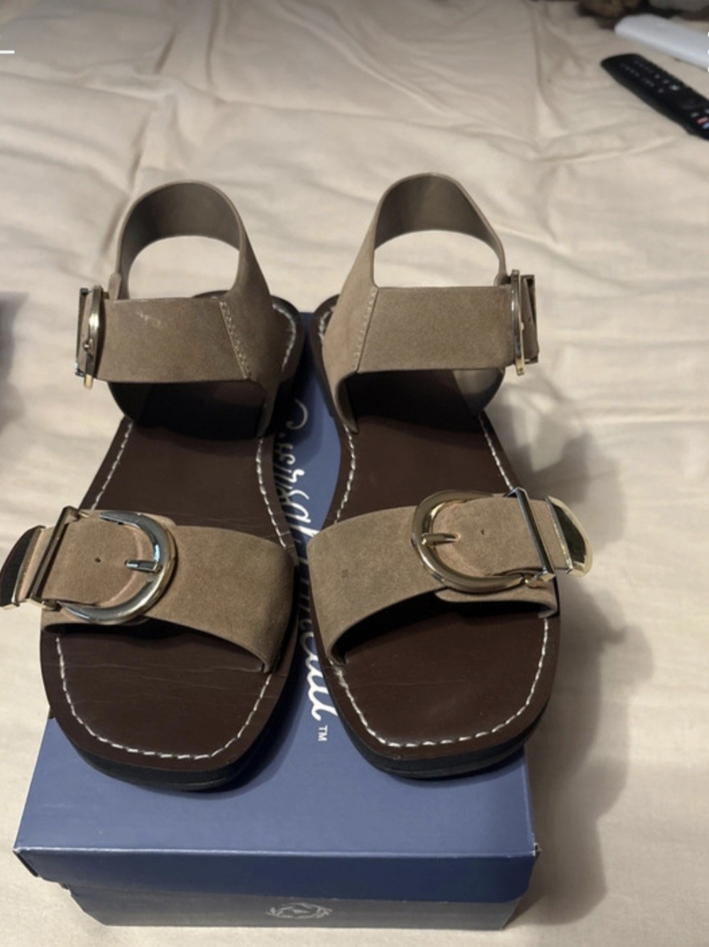 Universal Thread Mira Double-Buckle Flat Sandals Brown US 8